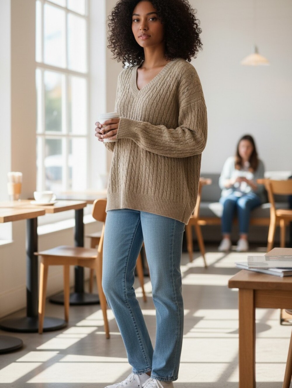 #4 JEANNE PIERRE Cable‑Knit V‑Neck Sweater
